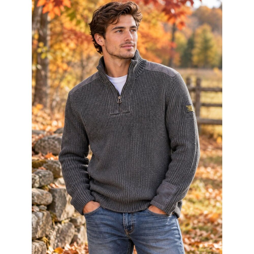 Vtg Polo Jeans Co Ralph Lauren Ribbed Sweater Mens XL 100% Cotton Military Issue